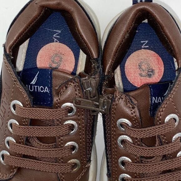 Nautica Kids Brown Wakeby Toddler Shoe Lace Up Fashion Sneaker - Picture 3 of 6